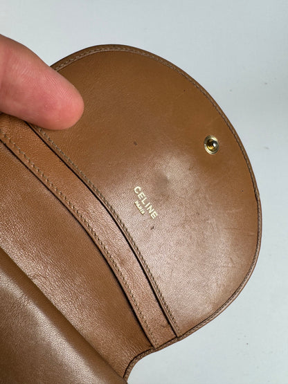 Vintage Celine Triomphe Leather wallet beige brown