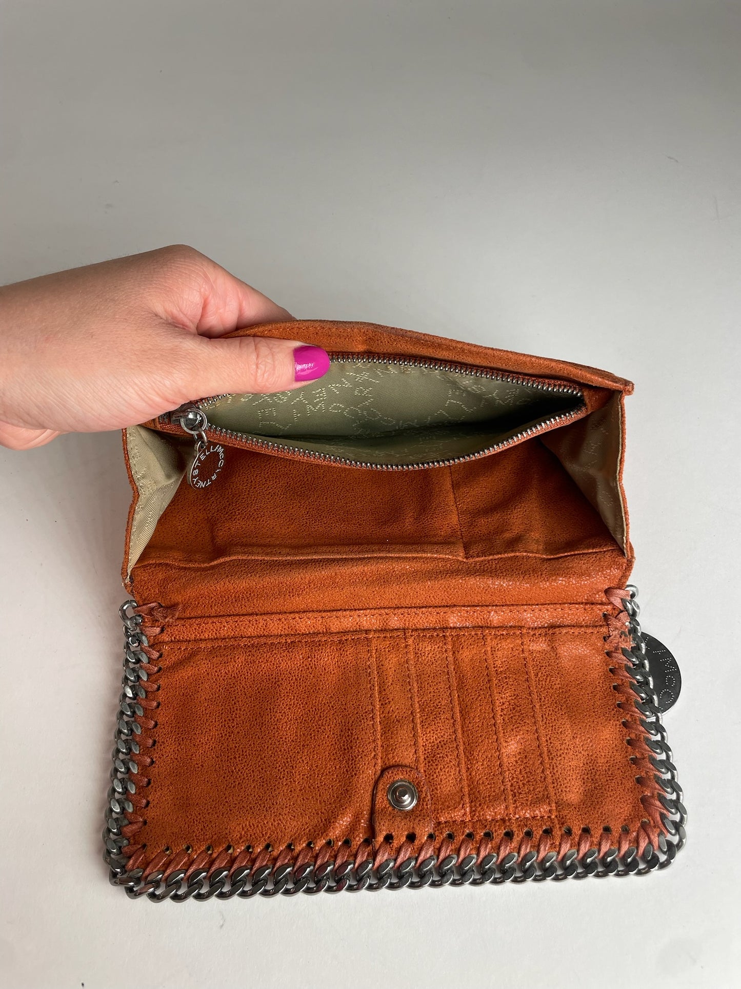 Vintage Stella Mc Cartney Vegan Leather Long Wallet Orange