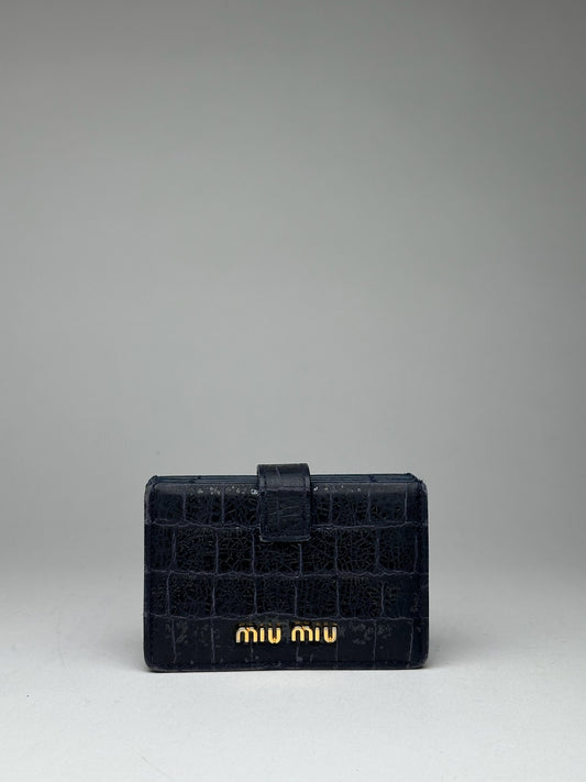 Vintage Miu Miu Patent Leather Card Holder Navy