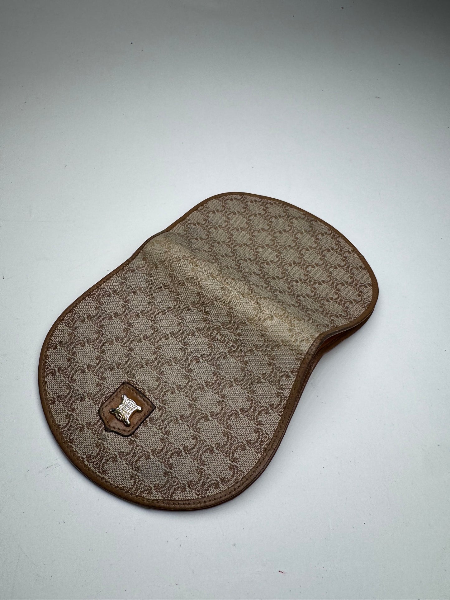 Vintage Celine Triomphe Leather wallet beige brown