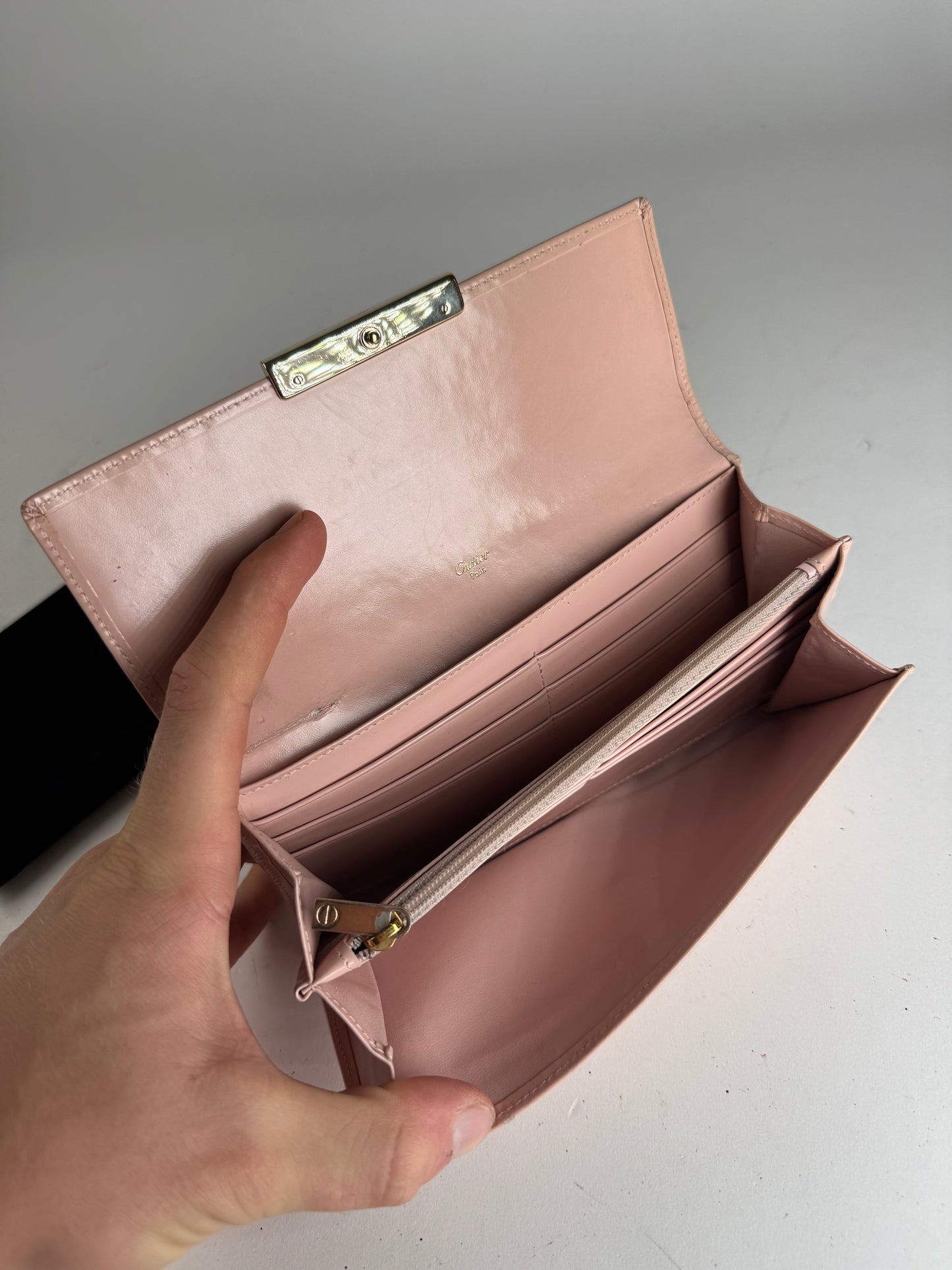 Vintage Cartier Patent Leather Wallet Pink