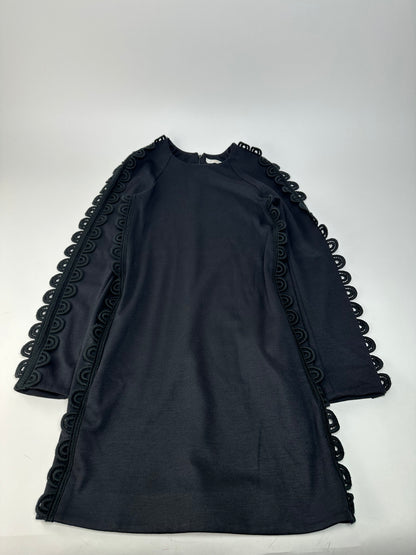 Vintage Chloé Cotton Knit Dress with Lace Trim Black XS
