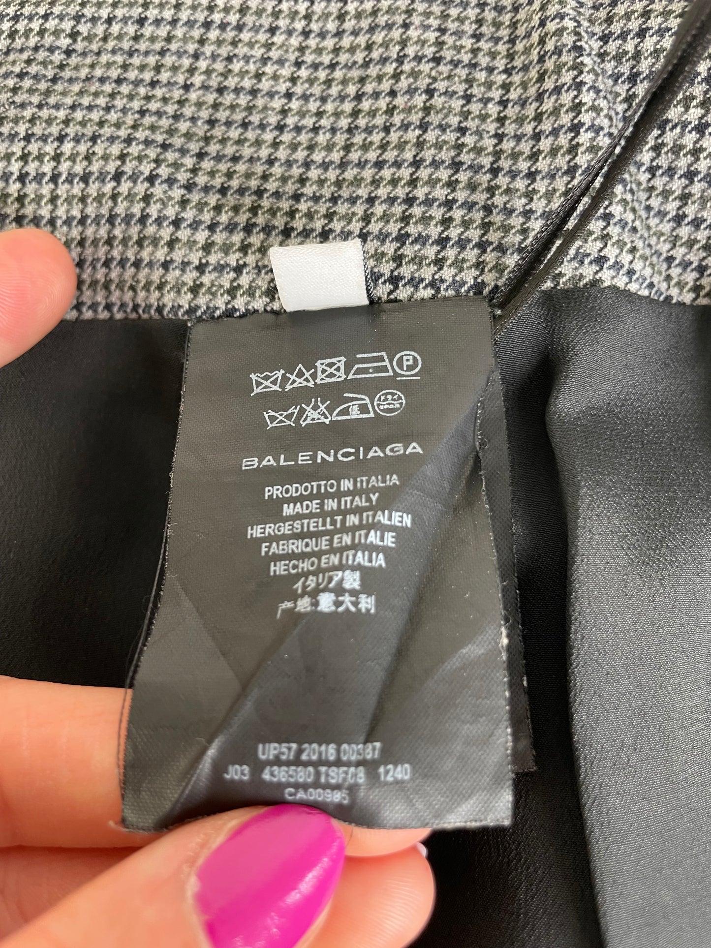 Vintage Balenciaga Houndstooth Skirt Black White M