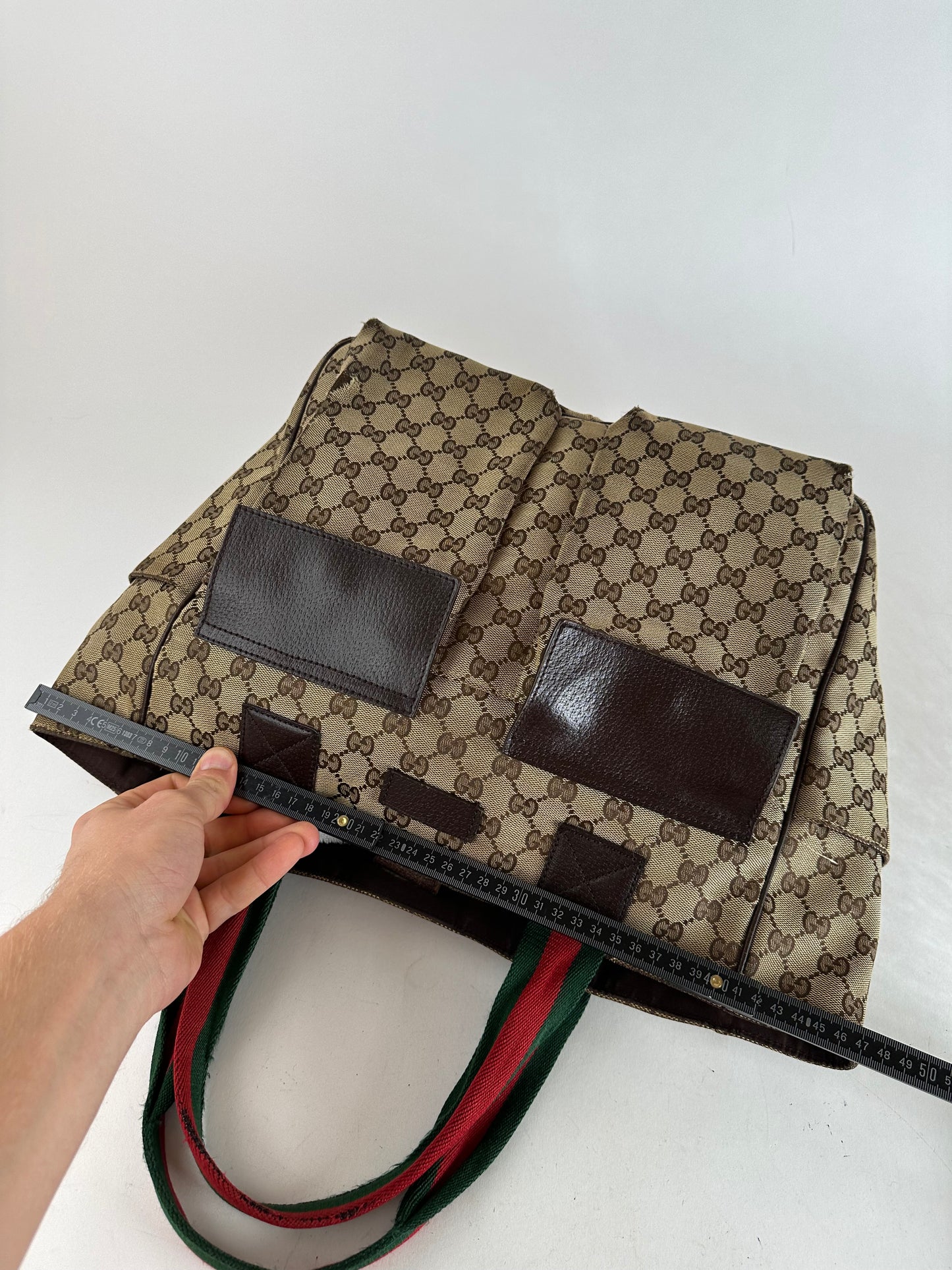 Vintage Gucci Monogram Canvas Handbag Beige Brown