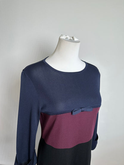 Vintage Balenciaga Cotton Dress Navy Burgundy Black M