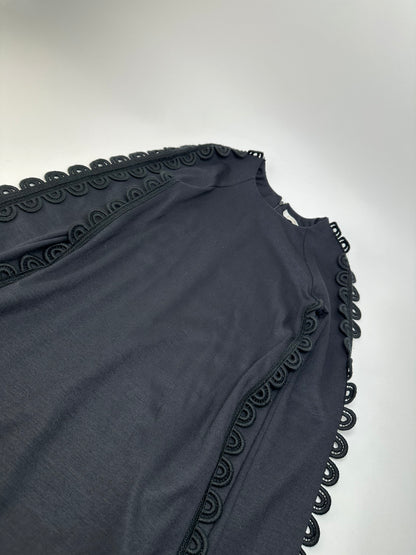 Vintage Chloé Cotton Knit Dress with Lace Trim Black XS