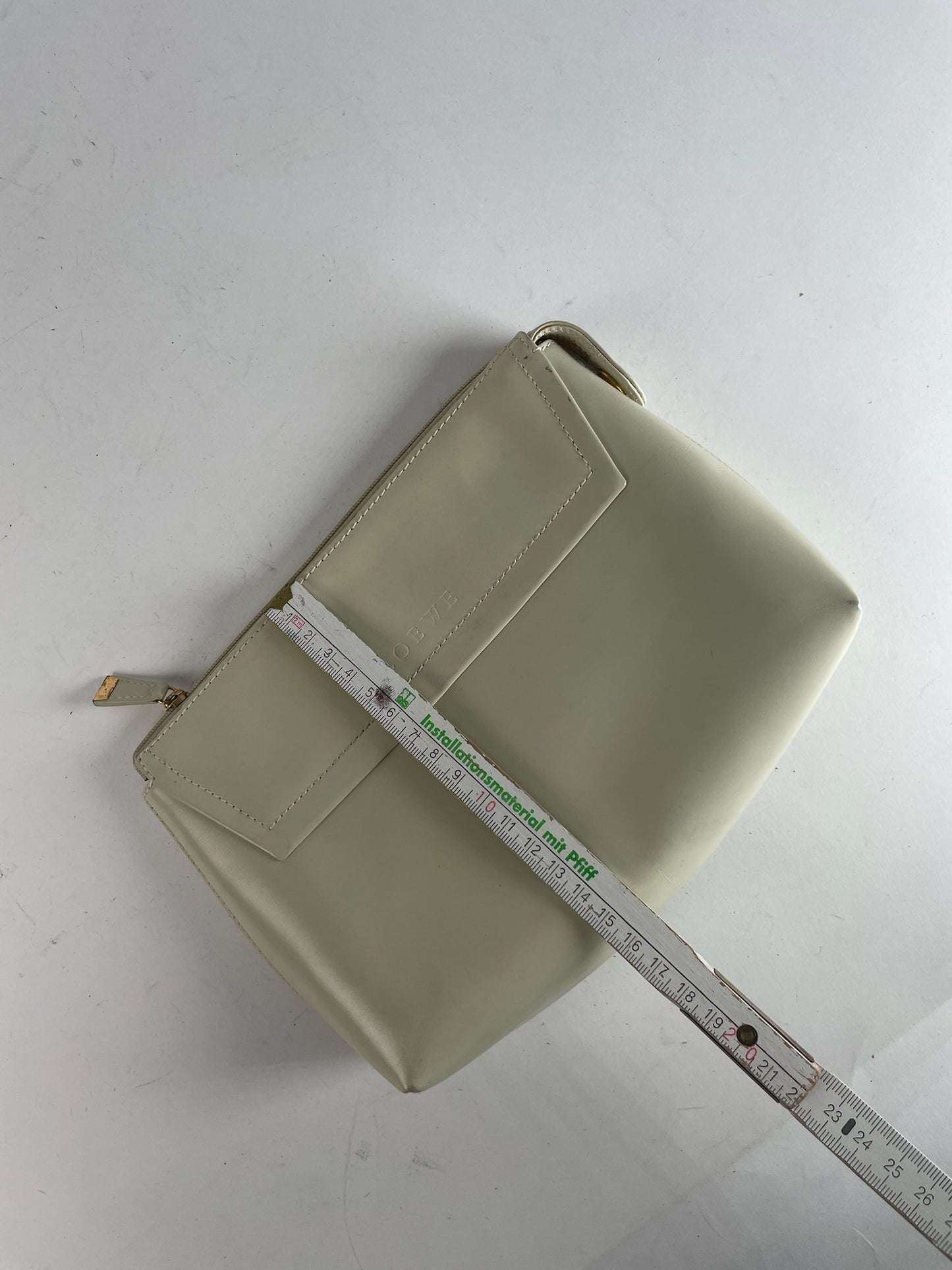 Vintage Loewe Leather Clutch / Cosmetic Bag White