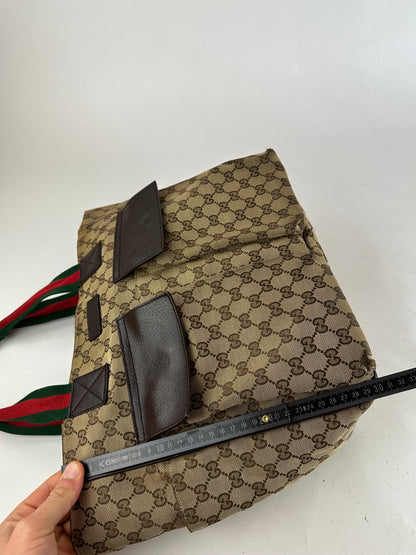 Vintage Gucci Monogram Canvas Handbag Beige Brown
