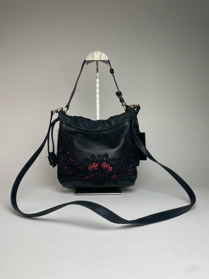 Vintage Etro 2Way Leather Handbag Black