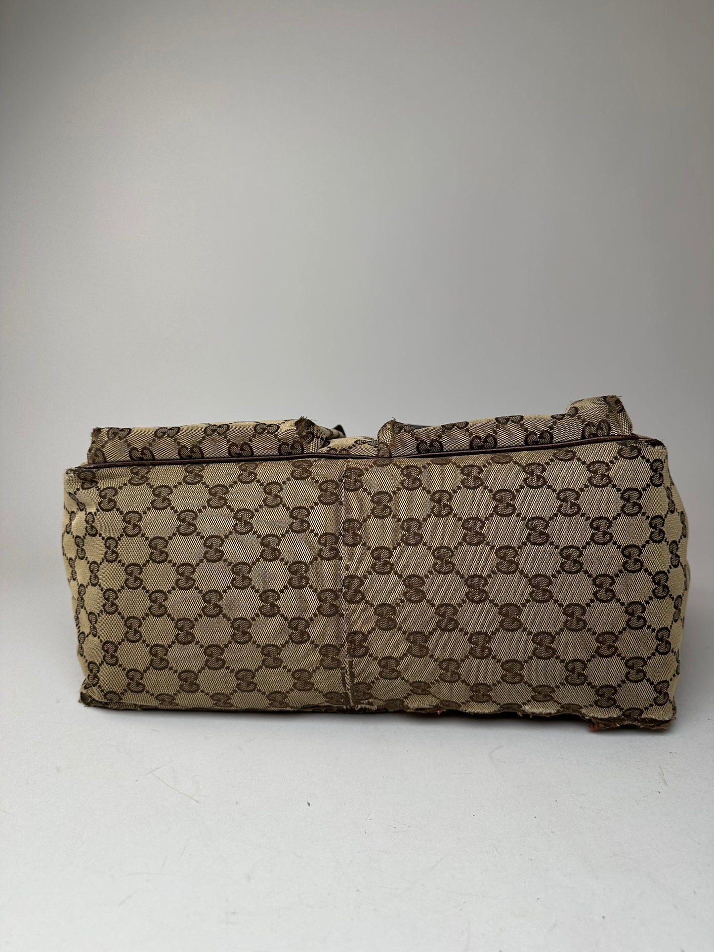 Vintage Gucci Monogram Canvas Handbag Beige Brown