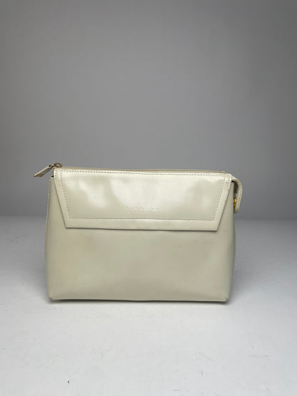 Vintage Loewe Leather Clutch / Cosmetic Bag White