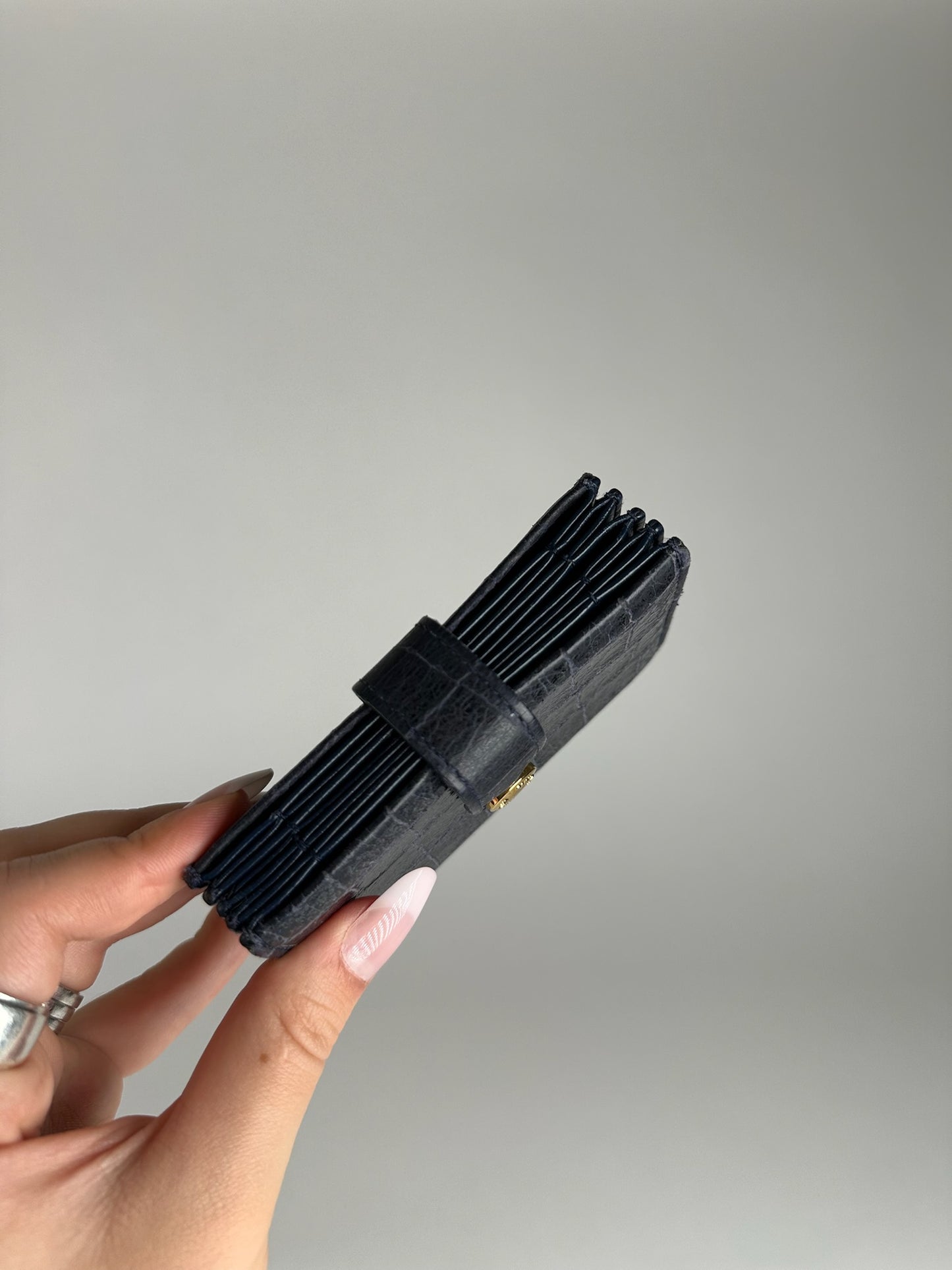 Vintage Miu Miu Patent Leather Card Holder Navy