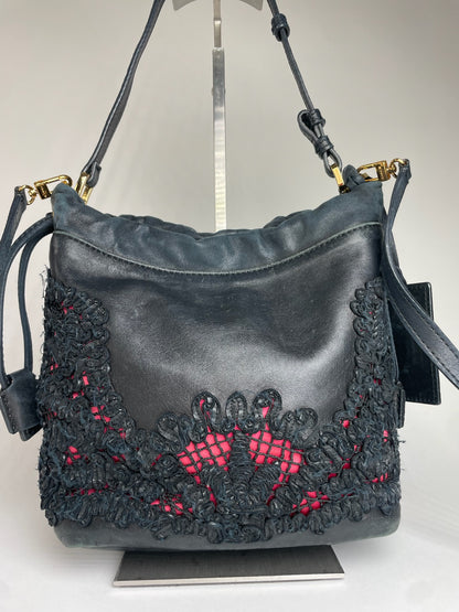 Vintage Etro 2Way Leather Handbag Black