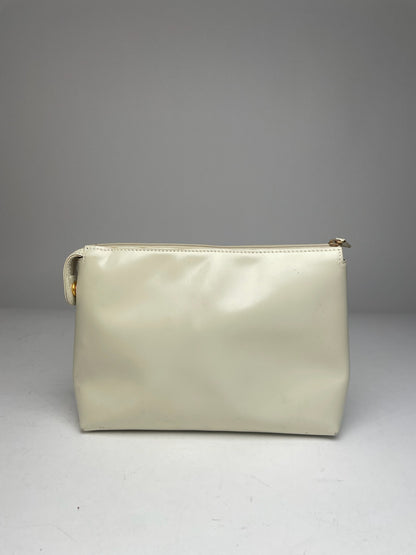 Vintage Loewe Leather Clutch / Cosmetic Bag White