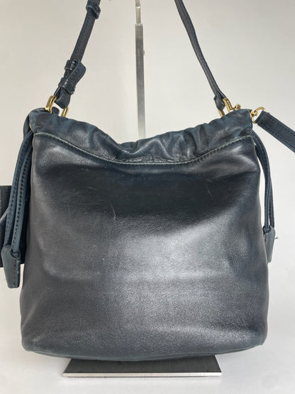 Vintage Etro 2Way Leather Handbag Black