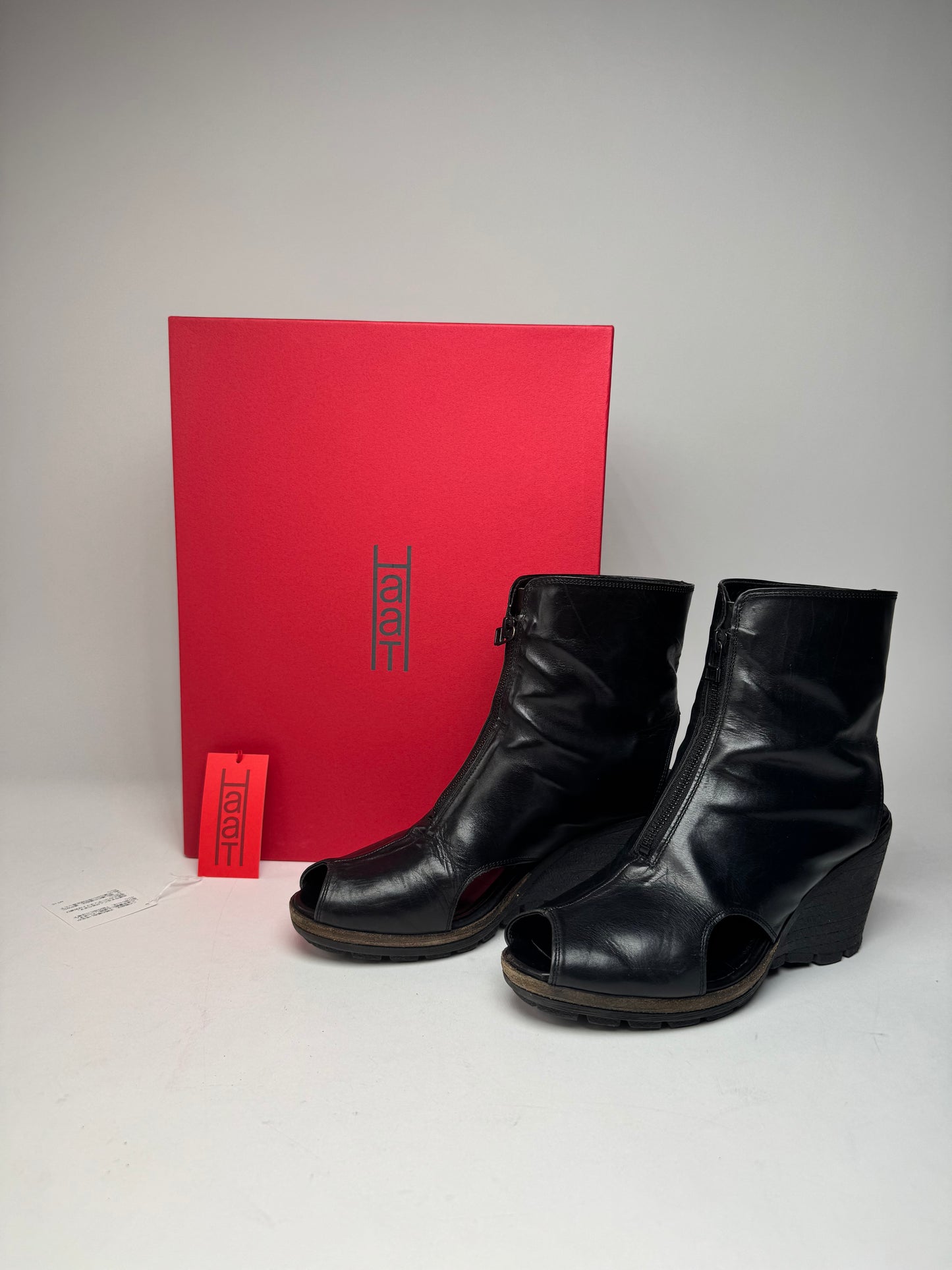 Vintage Issey Miyake Open Black Leather Boots Black