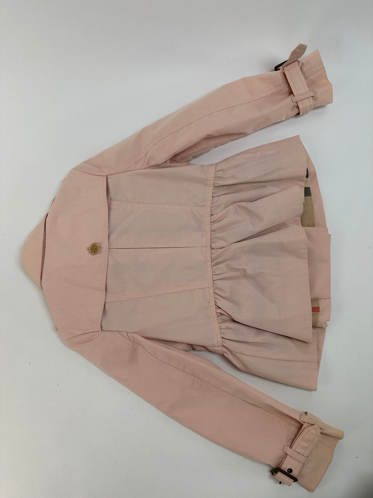 Vintage Burberry Nova Check Peplum Trench Coat c. 2015 Pink 6Y