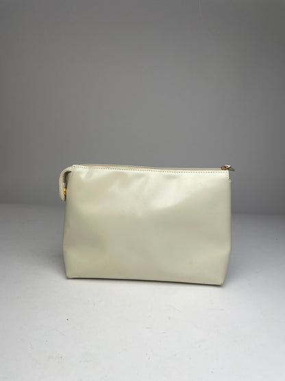 Vintage Loewe Leather Clutch / Cosmetic Bag White