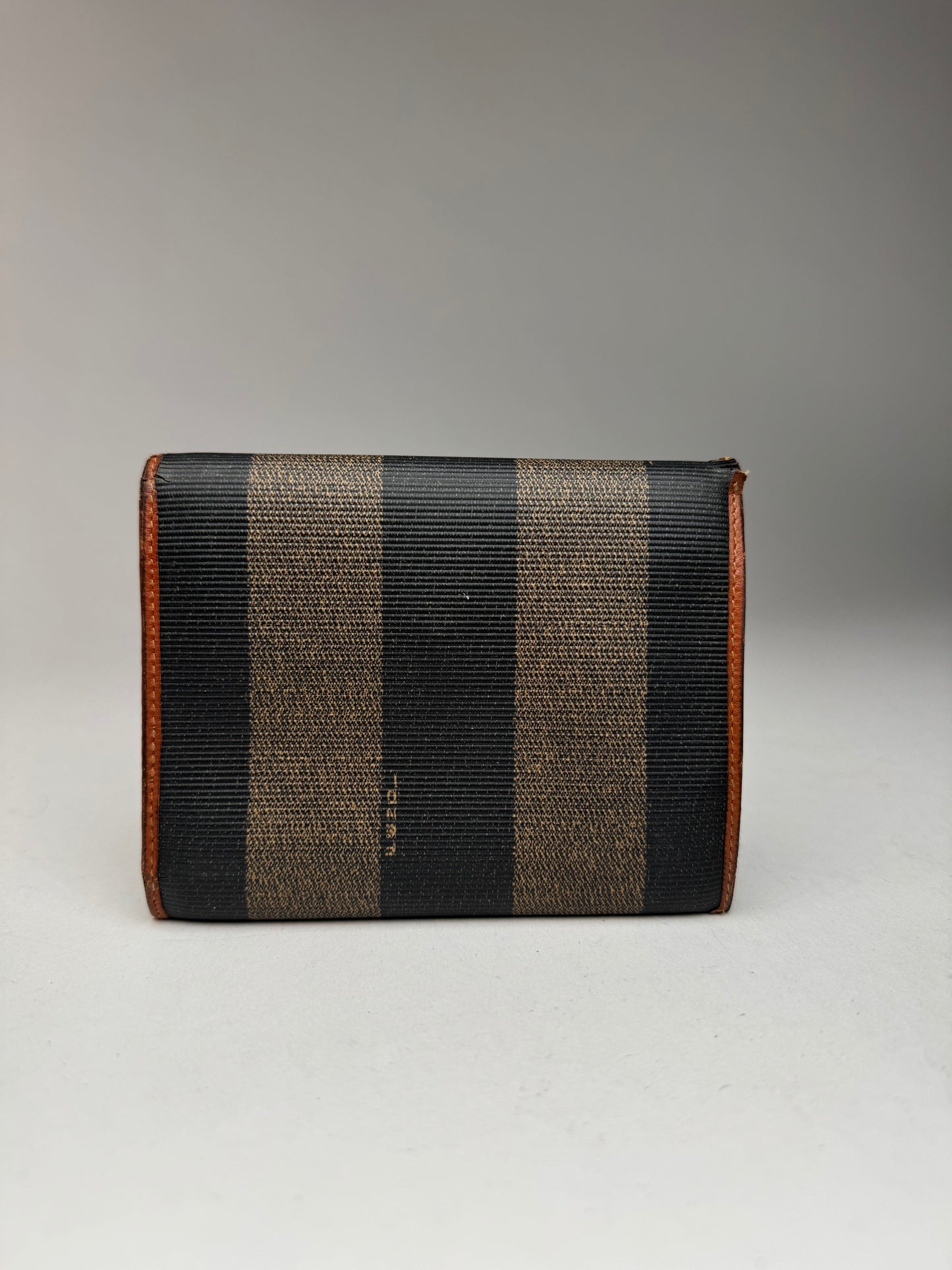 Vintage Fendi Striped Leather Wallet Brown