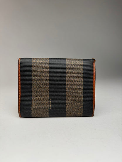 Vintage Fendi Striped Leather Wallet Brown