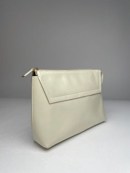 Vintage Loewe Leather Clutch / Cosmetic Bag White