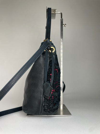 Vintage Etro 2Way Leather Handbag Black