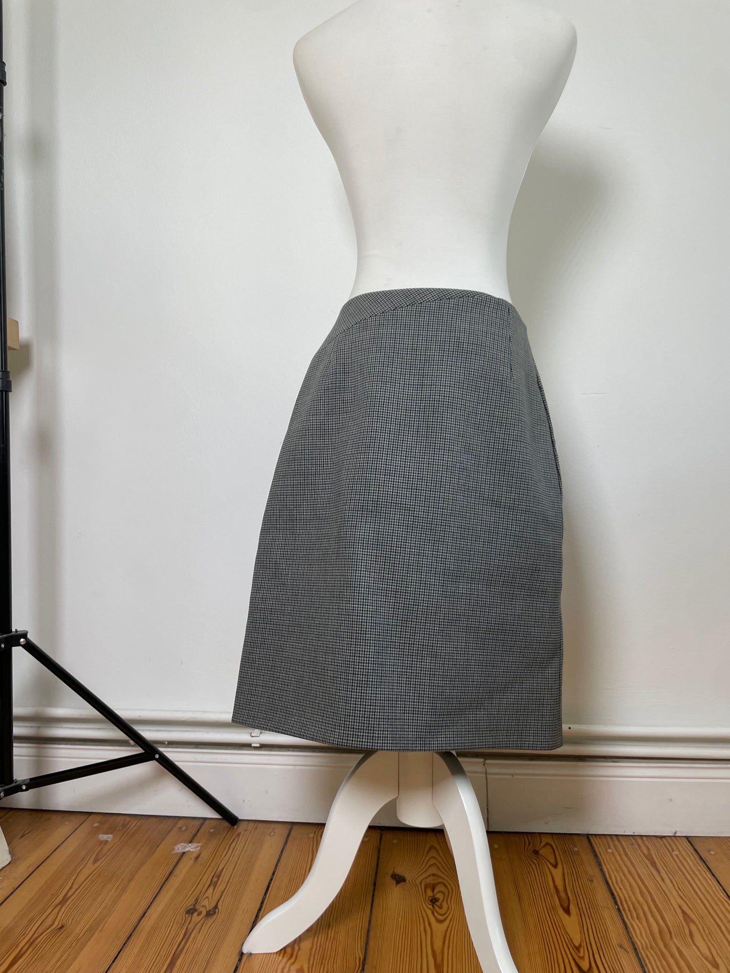 Vintage Balenciaga Houndstooth Skirt Black White M