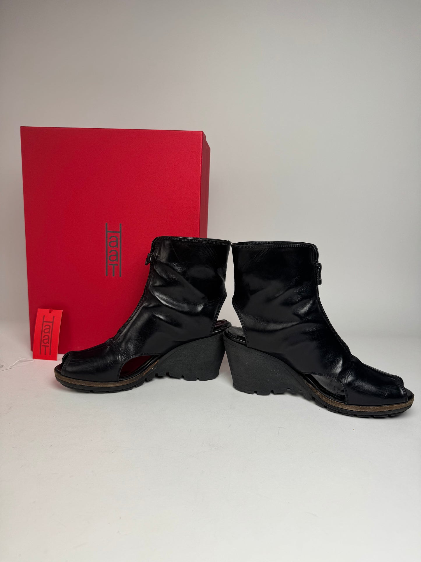 Vintage Issey Miyake Open Black Leather Boots Black