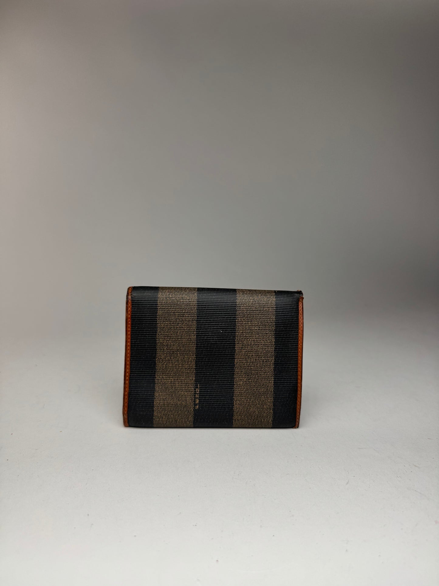 Vintage Fendi Striped Leather Wallet Brown