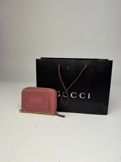 Vintage Gucci Monogram Card Holder Beige Pink