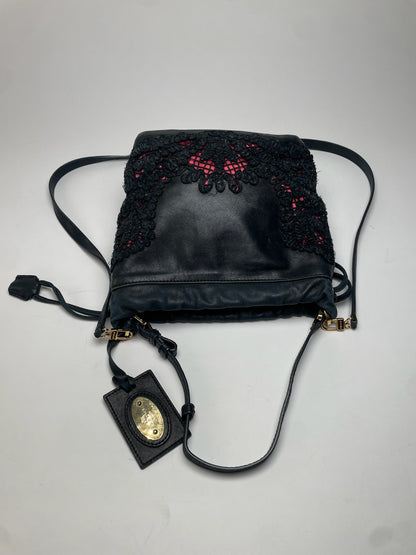 Vintage Etro 2Way Leather Handbag Black