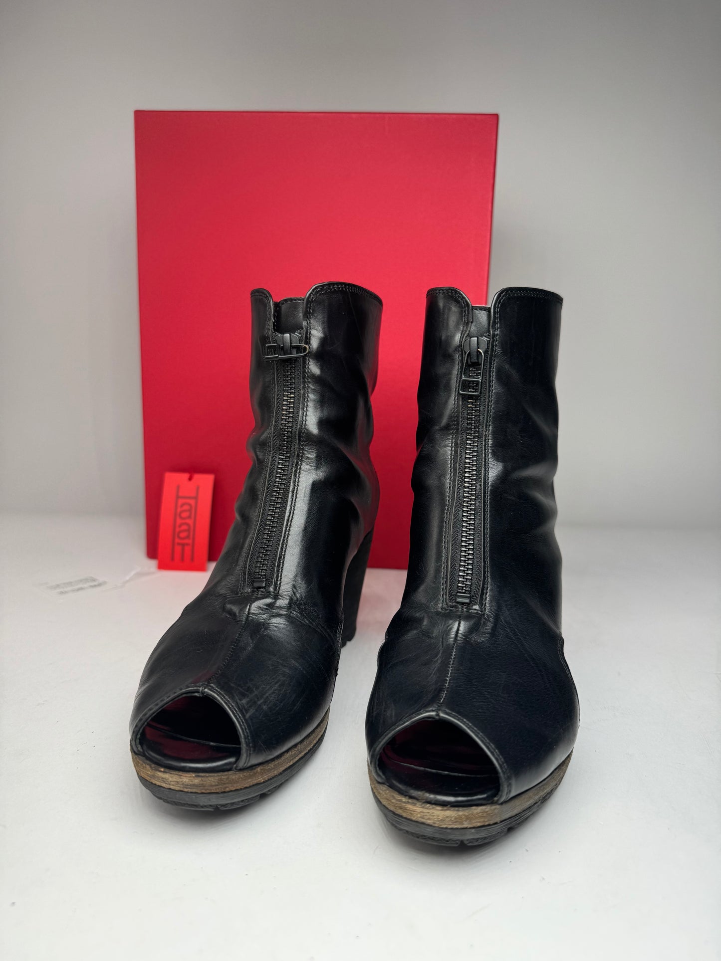 Vintage Issey Miyake Open Black Leather Boots Black