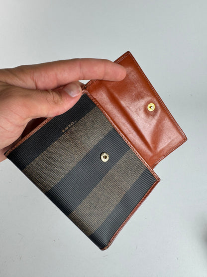 Vintage Fendi Striped Leather Wallet Brown