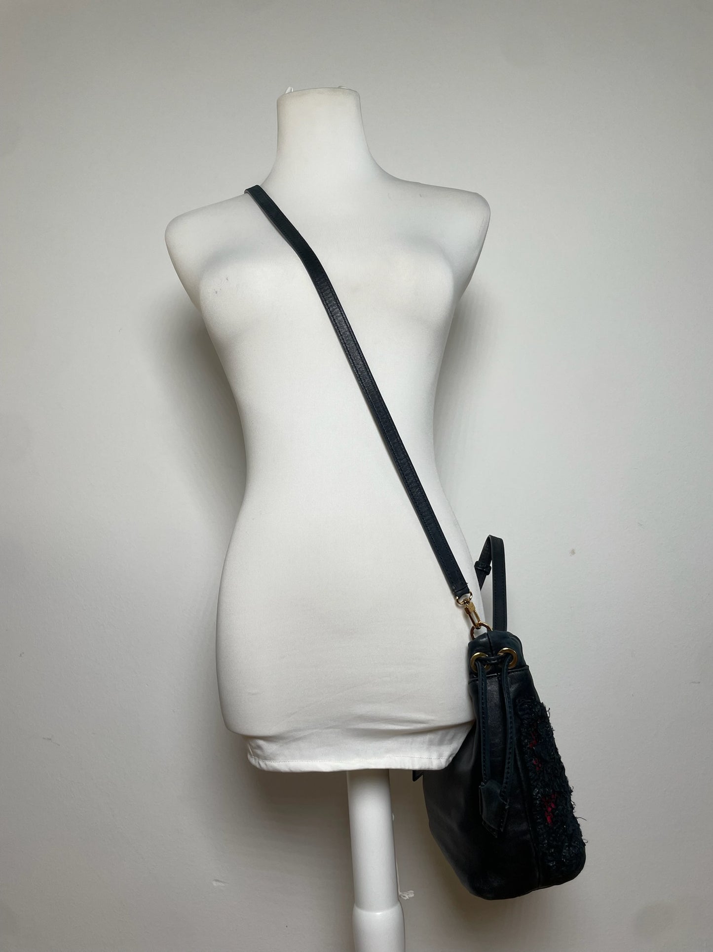 Vintage Etro 2Way Leather Handbag Black