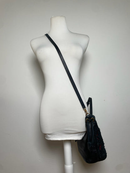 Vintage Etro 2Way Leather Handbag Black