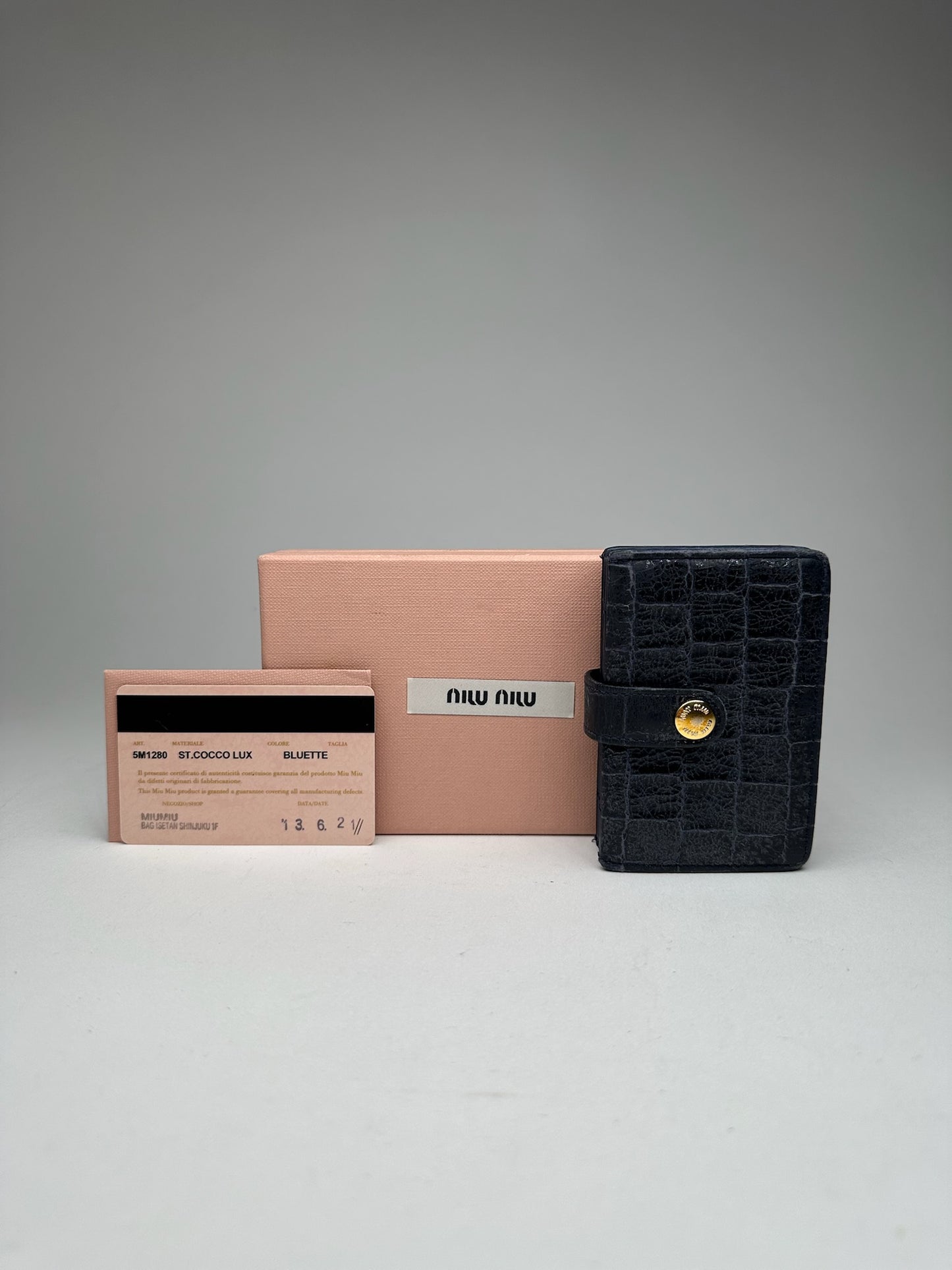 Vintage Miu Miu Patent Leather Card Holder Navy