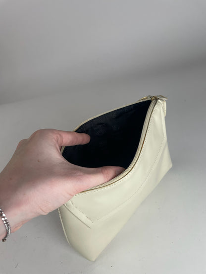 Vintage Loewe Leather Clutch / Cosmetic Bag White