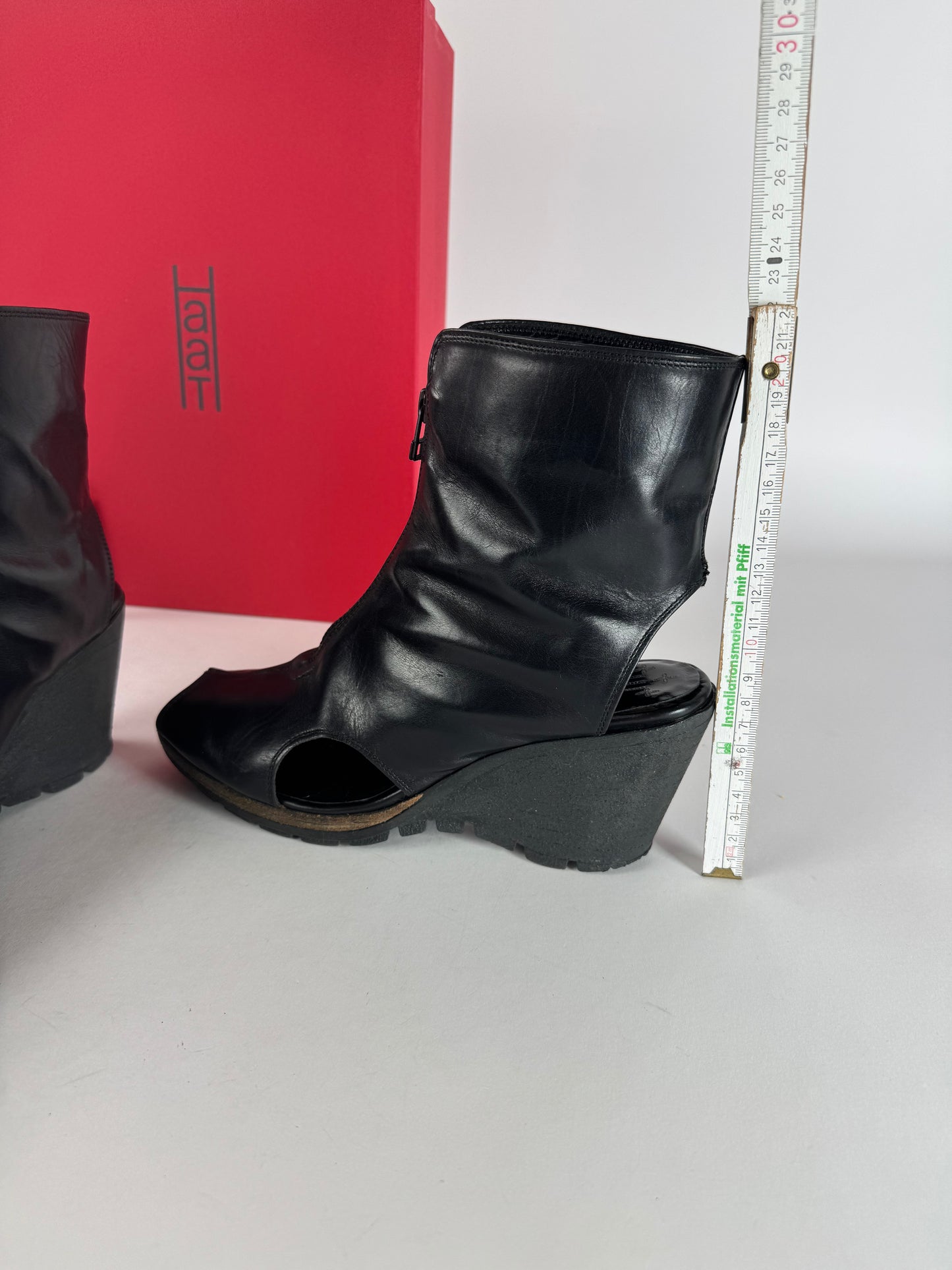 Vintage Issey Miyake Open Black Leather Boots Black