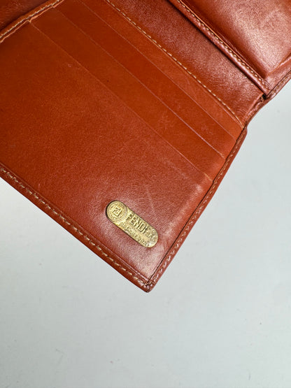 Vintage Fendi Striped Leather Wallet Brown
