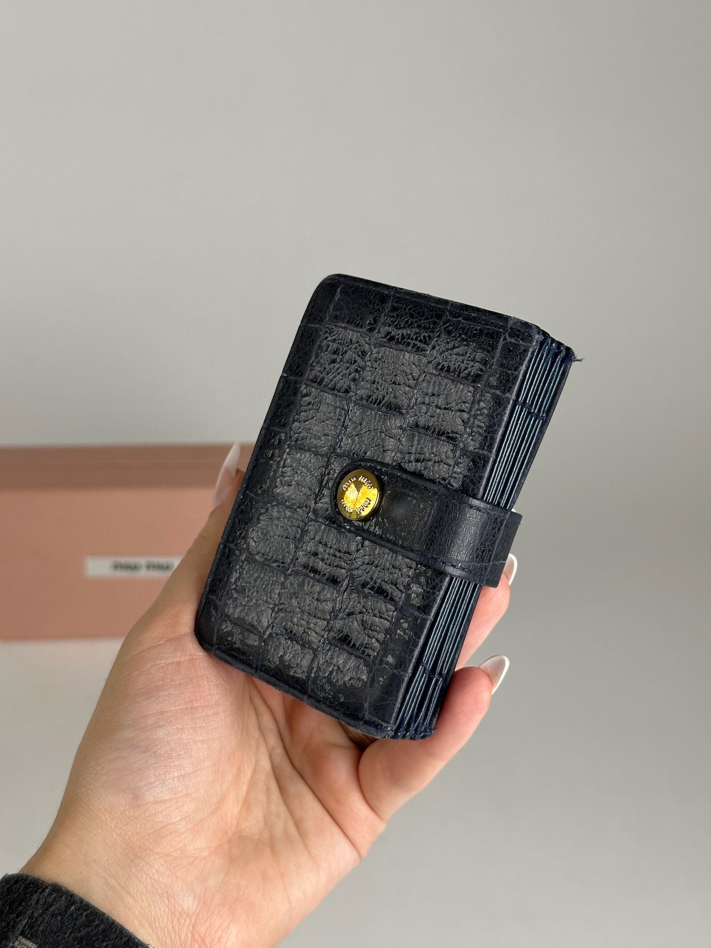 Vintage Miu Miu Patent Leather Card Holder Navy