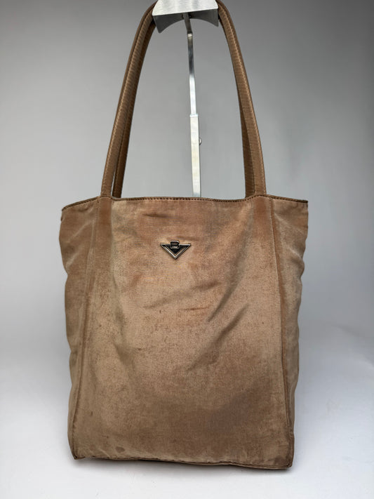 Vintage Bottega Veneta Reversible Canvas Polyester Shopper Brown / Leopard Green beige