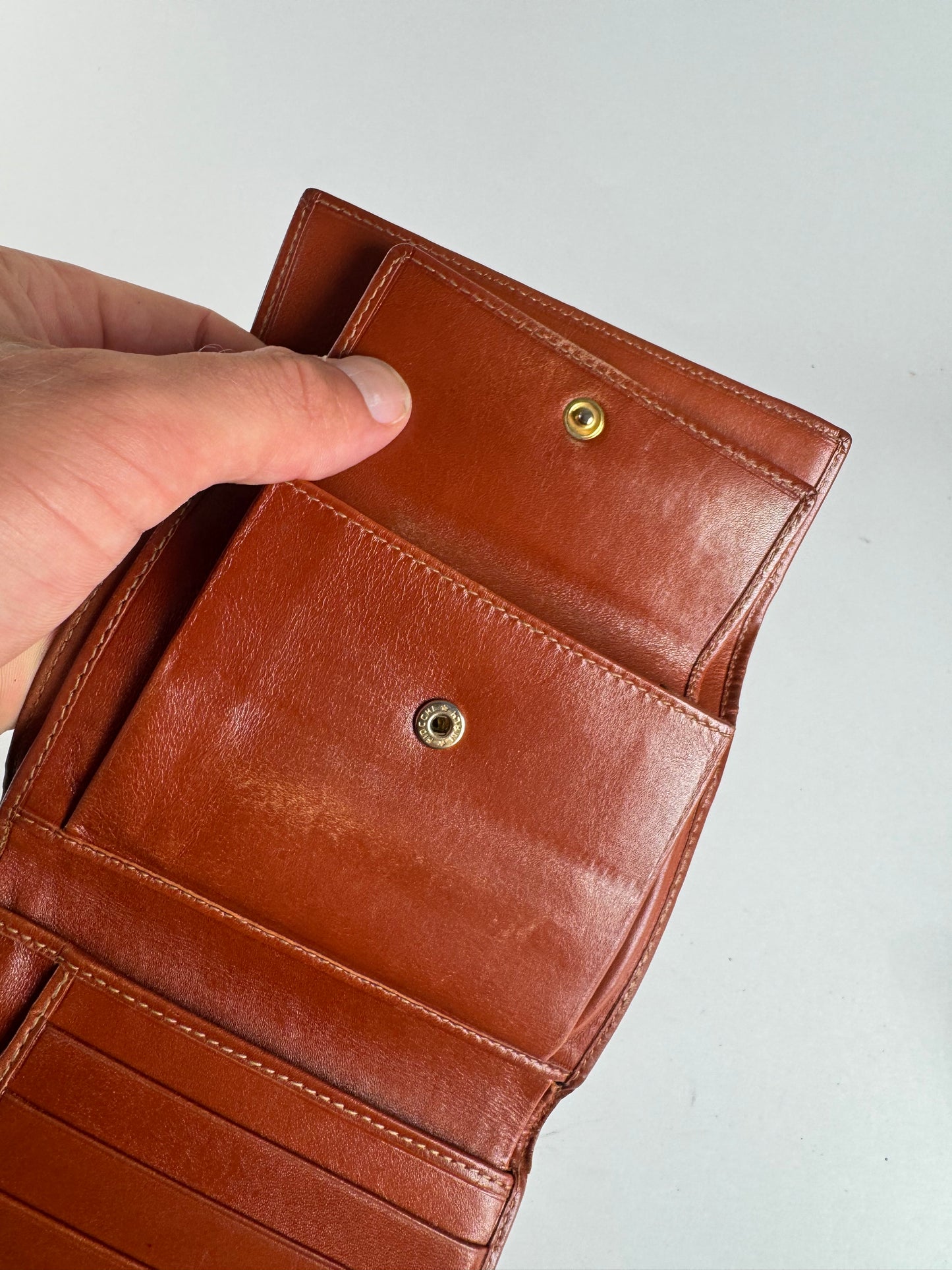 Vintage Fendi Striped Leather Wallet Brown