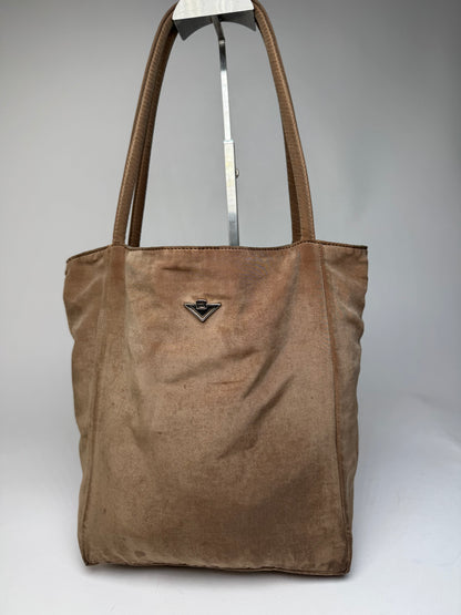Vintage Bottega Veneta Reversible Canvas Polyester Shopper Brown / Leopard Green beige