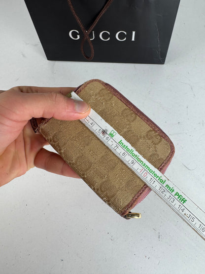 Vintage Gucci Monogram Card Holder Beige Pink