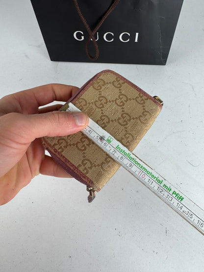 Vintage Gucci Monogram Card Holder Beige Pink