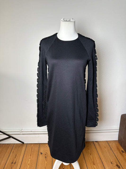 Vintage Chloé Cotton Knit Dress with Lace Trim Black XS