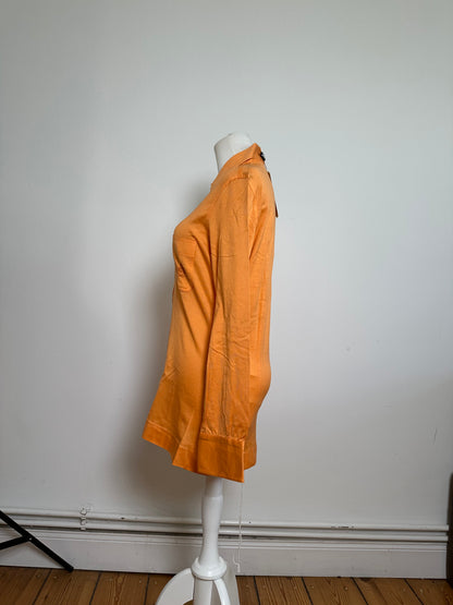 Vintage Celine Cotton Shirt Orange Silver Buttons M