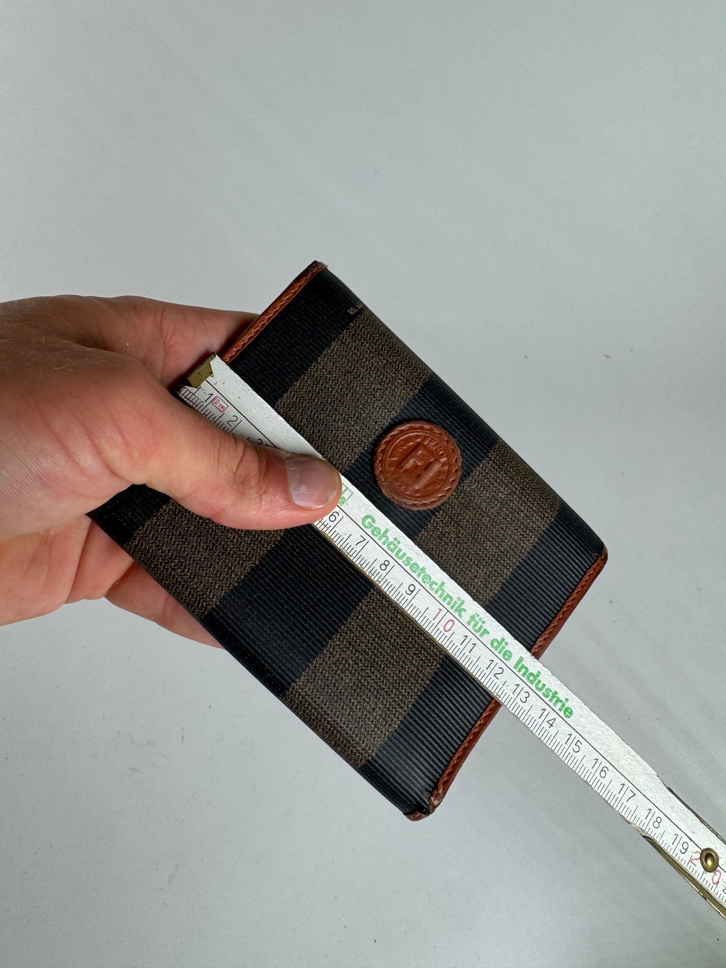 Vintage Fendi Striped Leather Wallet Brown