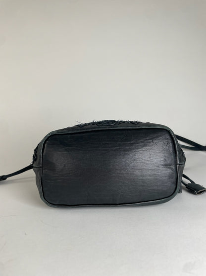 Vintage Etro 2Way Leather Handbag Black