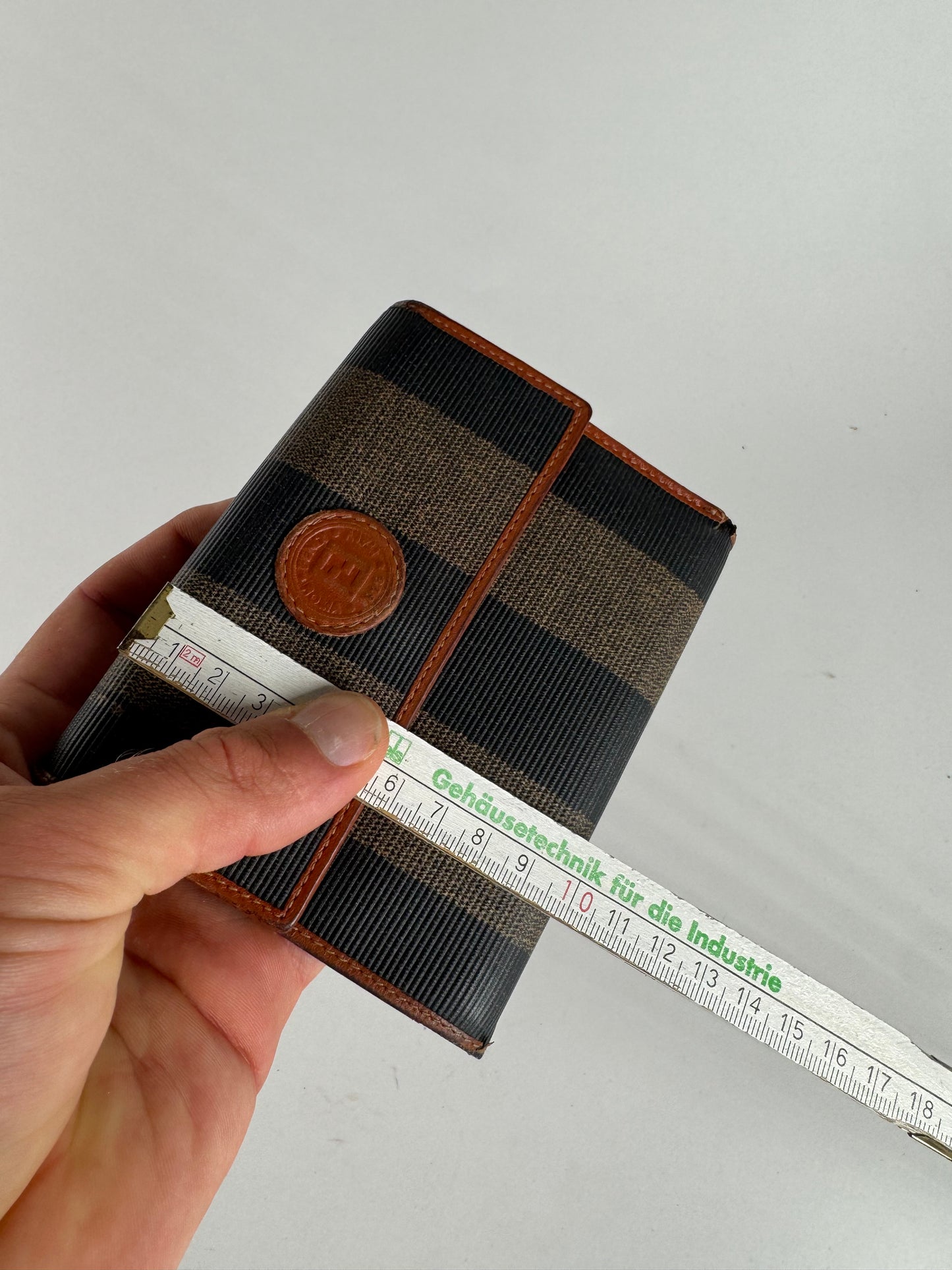 Vintage Fendi Striped Leather Wallet Brown